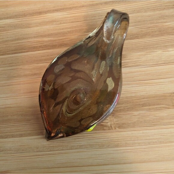 Glass pendant for necklace Murano style handmade multicolor glass metallic tear - Picture 2 of 3